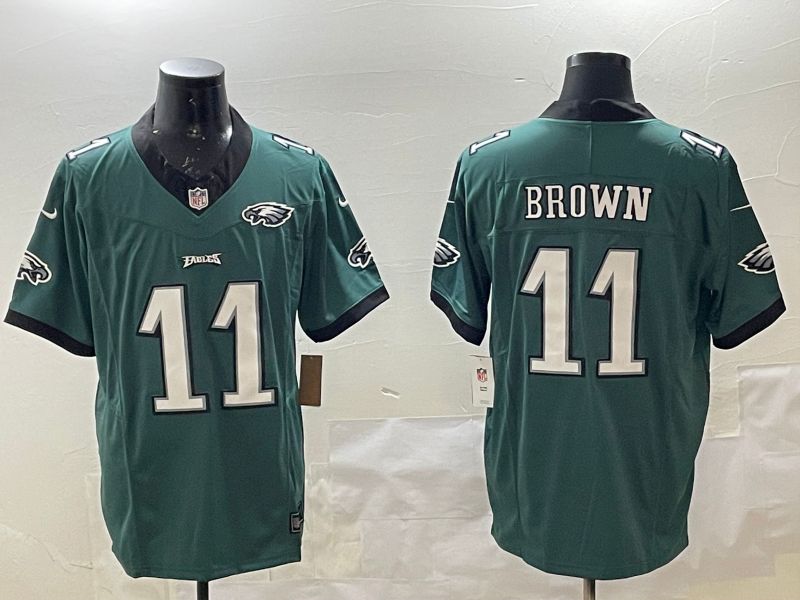 Men Philadelphia Eagles #11 Brown Green Three generations 2025 Nike Vapor Limited NFL Jersey style 2->philadelphia eagles->NFL Jersey